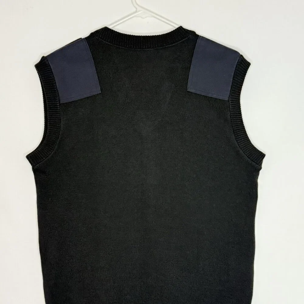 Sweater Vest Uniform Black With Blue Knit Size L VF Imagewear